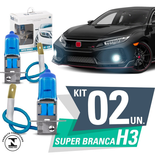 02 Lâmpadas Super Branca Tipo Xenon 8500k H3 55w Promoção