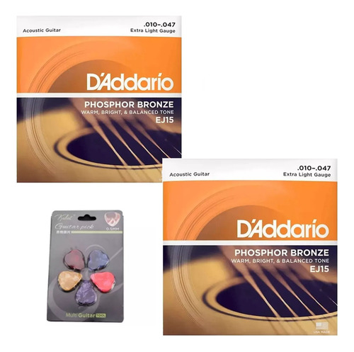 Daddario Ej15 Juego De Cuerdas Bronce Para Guitarra Acústica 2pcs