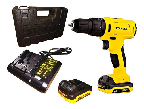Taladro atornillador inalámbrico de 10mm Stanley SCD12S2K 12V + accesorios con maletín de transporte 110V/220V