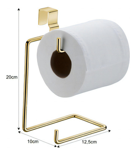 Porta Papel Higiênico Duplo Para Caixa Acoplada Suporte Cor Dourado