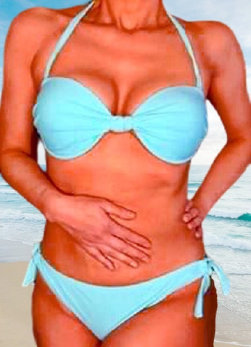 Imagen 2 de 4 de Bikini 3 Piezas: 1 Top Copa Con Horma, Aros + 2 Calzones
