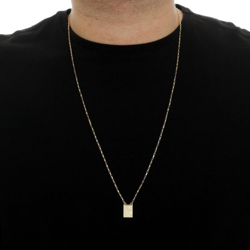 Imagem 4 de 4 de Escapulário Masculino Sagrado Coração Banhado Ouro 18k