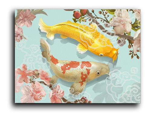 Cuadro Decorativo Canvas 60x80cm Pareja Peces Koi