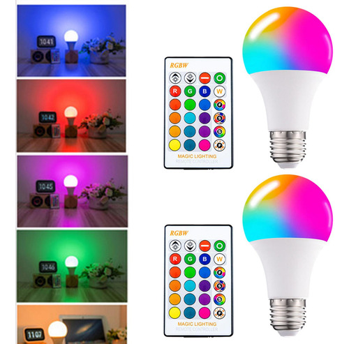 2 Uds Rgb Bombilla Led Cambio De Color Control Remoto