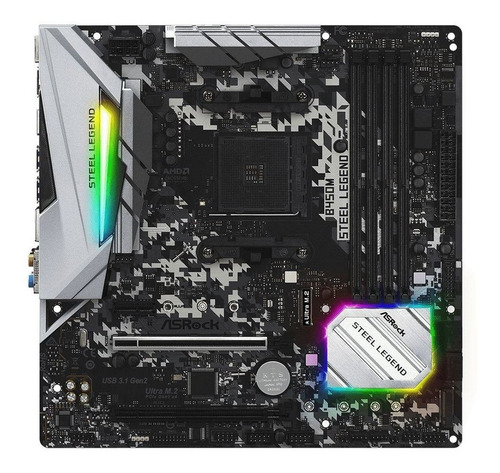 Placa Mãe Asrock B450m Steel Legend Chipset B450 Am4 Ddr4