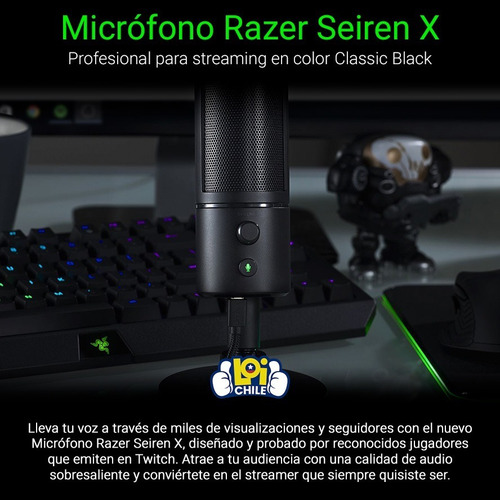 Imagen 3 de 6 de Micrófono Razer Seiren X condensador supercardioide y cardioide classic black