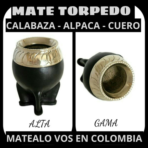 Nuevo! Mate Torpedo Argentino Alpaca-calabaza-cuero +picorey