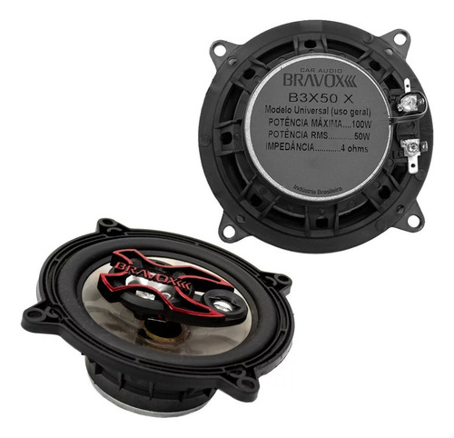Kit 4 Alto Falante 200w B3x50x + B3x57x Triaxial Bravox Som Cor Preto