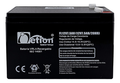 Batería Netion 12v/7.5ah Libre De Mantenimiento