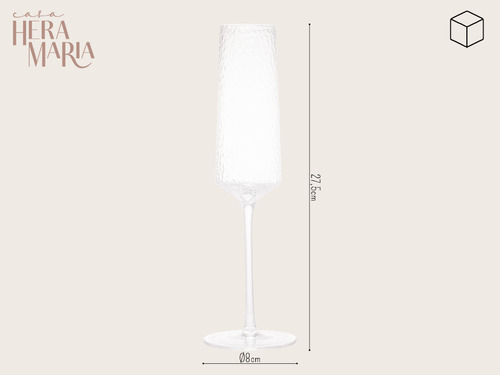Taça Champanhe Vidro Cristal Temperado Martelado Resistente