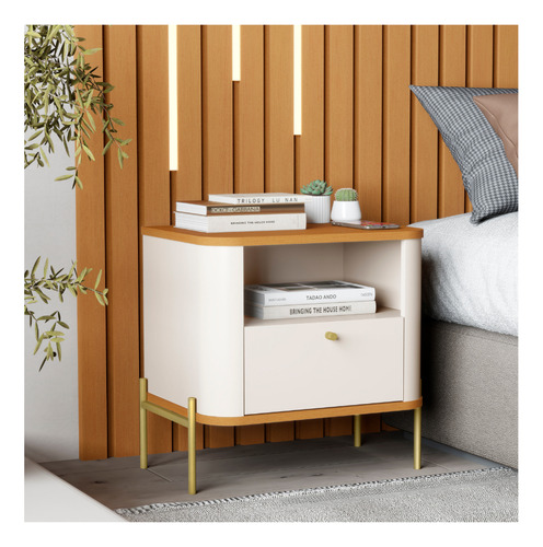 Mesa De Cabeceira Tucupí Slim Off Nature Dourado Jb Bechara