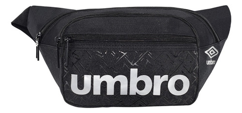 Cangurera Umbro® Riñonera Deportiva Multiusos Bolsillos Color Negro Diseño de la tela Lisa