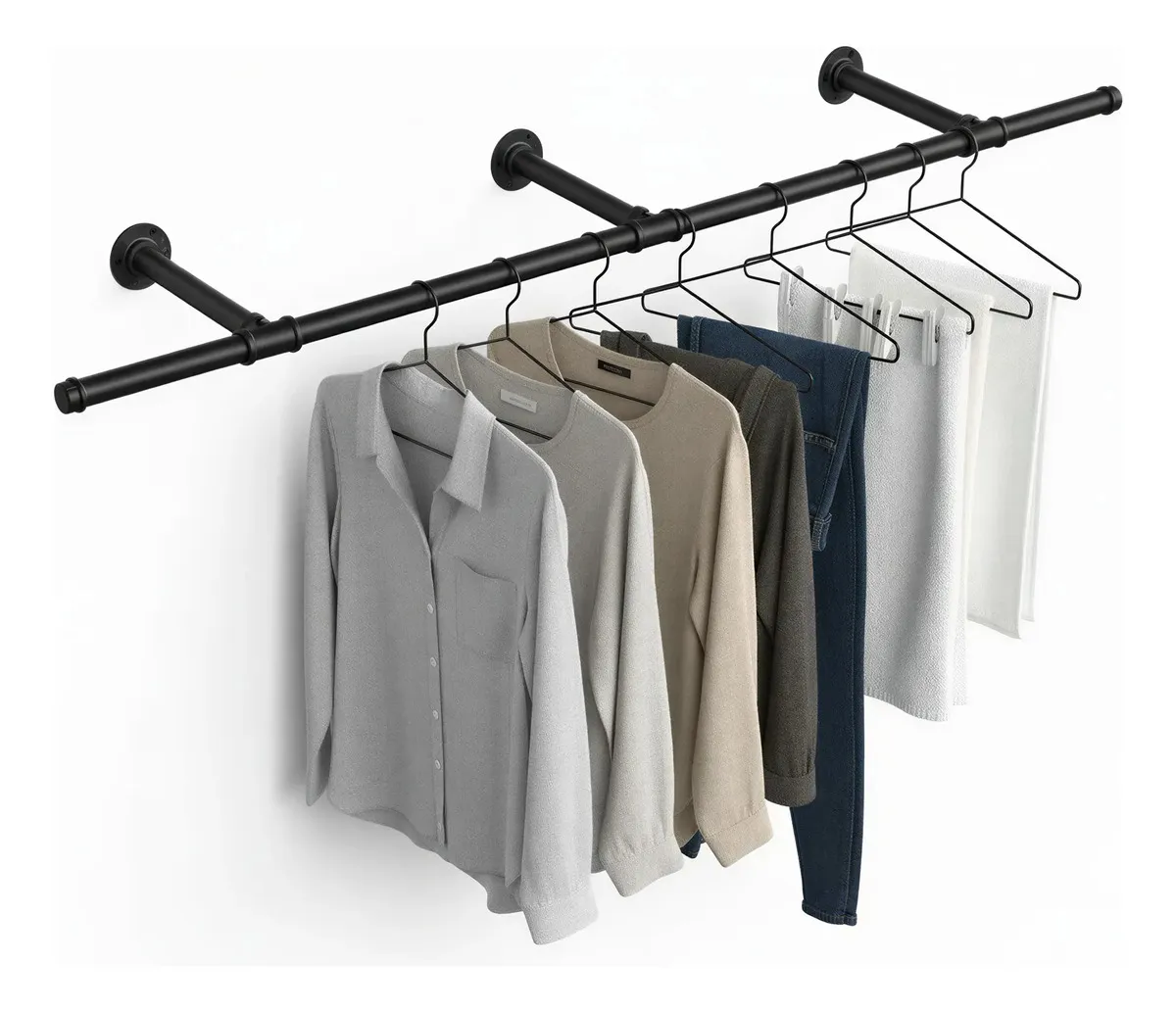 Cabideiro De Parede, Suporte Pra Roupa, Fácil Montagem, para Espaços Pequenos, Preto