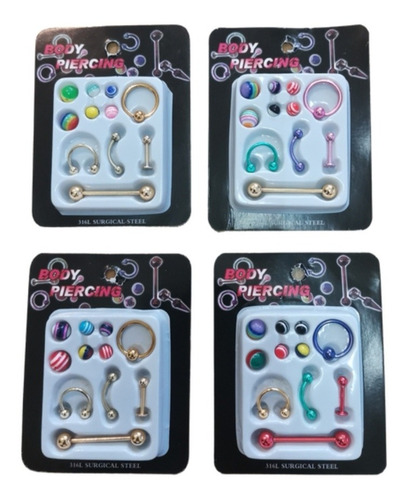 Imagen 3 de 3 de Piercing Pack X 5 Unidades + Repuestos Envio Gratis