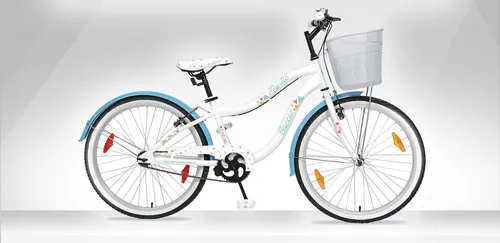 Bicicleta Baccio Mystic Rodado 24 Canasto Guardabarros Blanco Con Verde Ltc