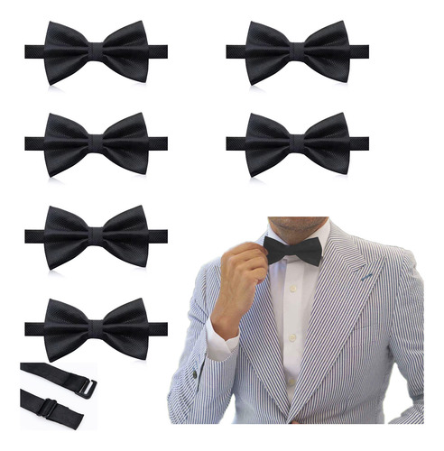 6 Pzs Moño Corbata Pajaritas Con Cinta Ajustable Para Boda