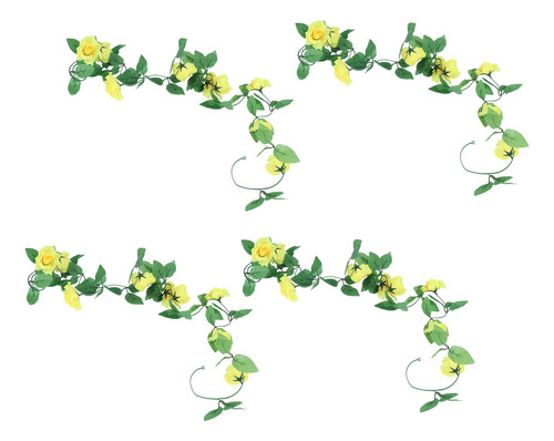 4 Peças De Flores De Videira Penduradas, Rosas