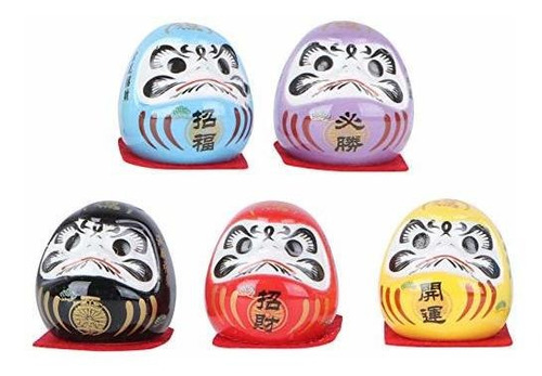 Amosfun 5 Unids Porcelana Mini Daruma Japonés Ochoko Daruma 