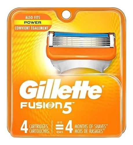 Gillette Fusion 5, Contenido 4 Cartuchos Por Caja