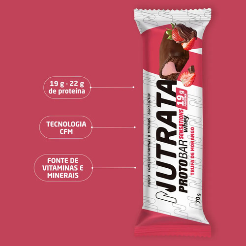 Proto Bar - Sabor Sensations Morango - 9 Unidades De 70g - Nutrata