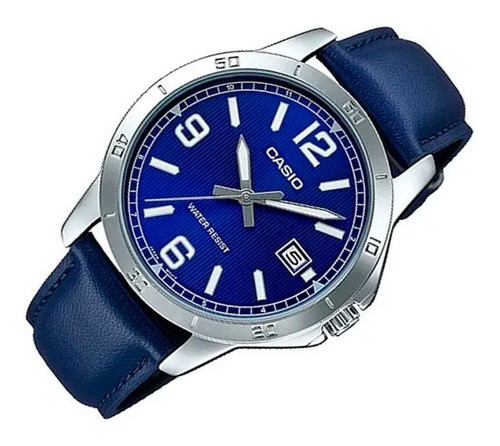 Reloj Casio Dama Ltpv004 Piel Azul Cara Azul Fechador Lujo