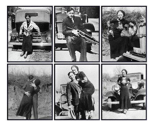 Bonnie And Clyde Poster Set - 8x10 Vintage Photos Wall Deco.