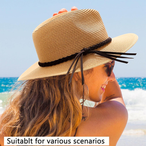 Sombrero De Panamá De Paja Con Ala Ancha Para Mujer, Modelo