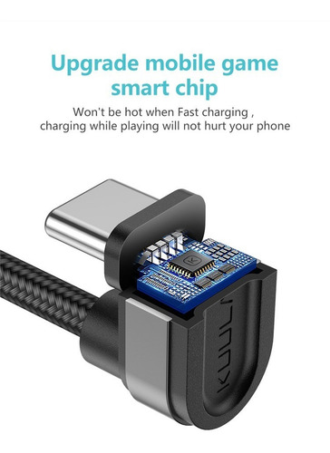 Imagen 5 de 10 de Cable Usb Forma U 180° Gaming Pro Carga Rápida Tipo C