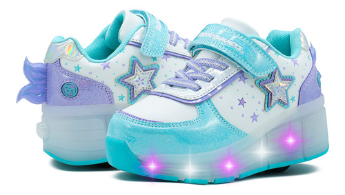 Tenis Patín Bubble Gummers Para Niña Zaila Color Ajuste Velcro Luces