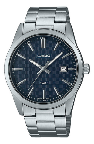 Reloj Casio Modelo Mtp-vd03 Metal Caratula Azul Color de la correa Plateado Color del bisel Plateado