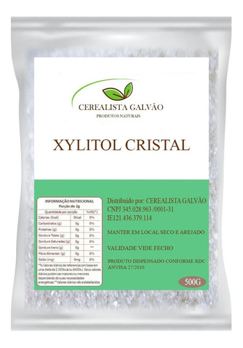 Xylitol Xilitol Cristal 500g Adoçante Qualidade
