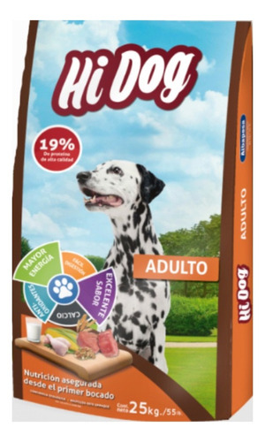 Imagen 1 de 1 de Alimento Hi Dog para perro adulto de raza  mediana, grande y gigante sabor mix en bolsa de 25kg