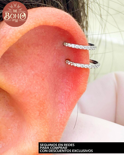 Argolla Piercing 316 Sin Fin Cubic Labio Nariz Helix Ombligo Plateado 8mm