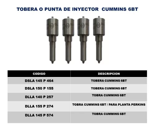 Tobra O Punta Inyector Cummins 6bt P464,p155,p257.