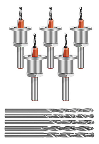 Juego Brocas Avellanadas 5 Piezas Vastago Hexagonal Tope Pro