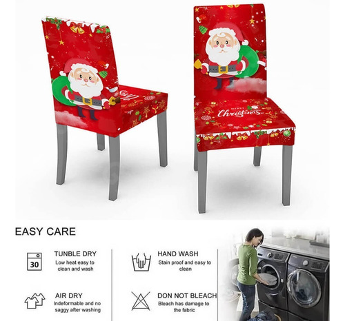 Qw1 4 Fundas Sillas Comedor Asiento Navideños Santa