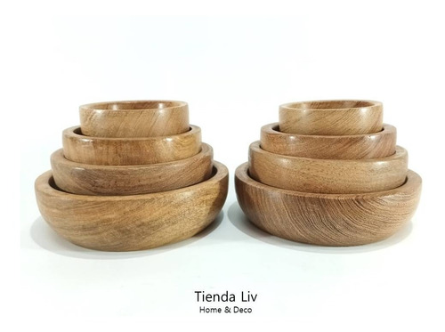 Imagen 8 de 8 de Cazuelas Cuenco De Madera Dip O Velas Pack X 4 Medidas 8u
