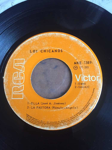 Los Chicanos Disco Acetato Ella, Balada Romántica  45 Rpm