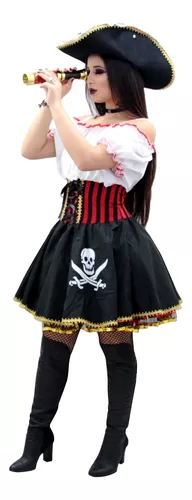 Roupa De Halloween Pirata Adulto Masculino Completa Com Banda E Faixa Á  Pronta Entrega Piratas Do Caribe
