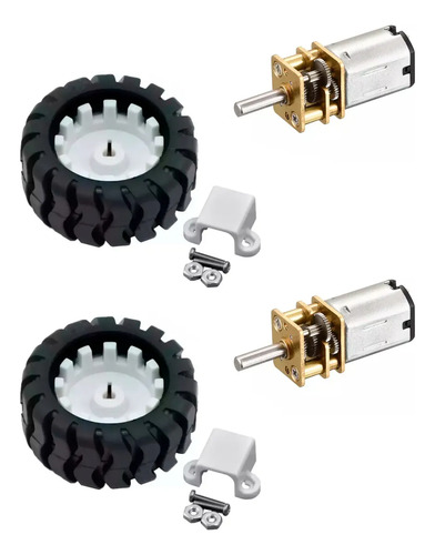 Kit 2 Pz Motorreductor Ga12-n20 Dc 3v/6v/12+llanta Y Soporte
