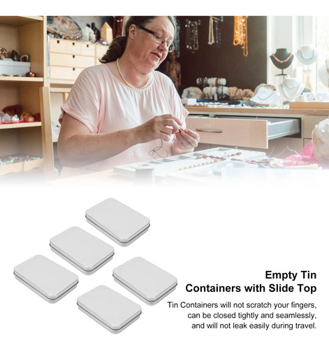 Caja De Hojalata Rectangular Con Tapa - 5 Piezas De Contened