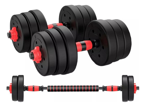 Set Mancuernas Y Barra Unibles 20kg Fitness Pesas Ajustables