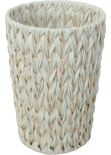 Cubo De Basura De Mimbre Decorativo, 2 Galones, Color Blanco