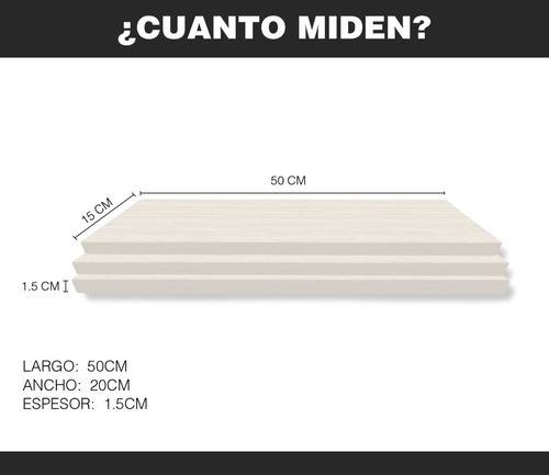Imagen 5 de 10 de Set De 3 Repisas Flotantes Minimalistas Madera 50x15 Cm