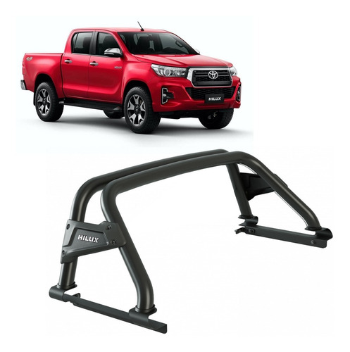 Barra Antivuelco Negro Doble Caño Toyota Hilux Revo 2016+