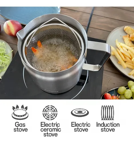 Olla Profunda De Acero Inoxidable 2 Litros Para Freír