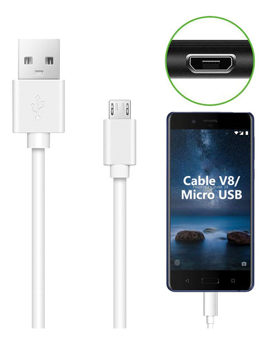 Cable Micro V8 Usb Para Moto Xiaomi Samsung Huawei LG 1m