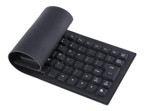 Teclado Flexível Dobrável Usb Silicone Preto Impermeável Pc