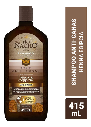  Shampoo Tío Nacho Efecto Anti-canas Henna Egipcia Con 415ml