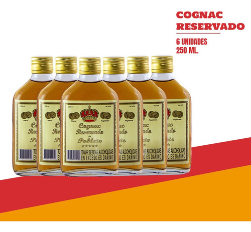 Licor Poblete Cognac Reservado Por 6 Unidades De 250ml.